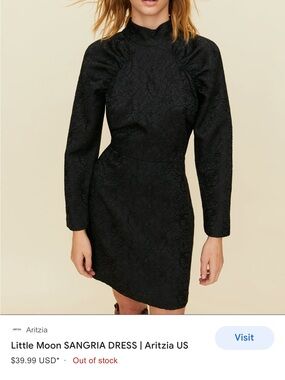 Little Moon Black Long-Sleeve Jacquard Midi Dress